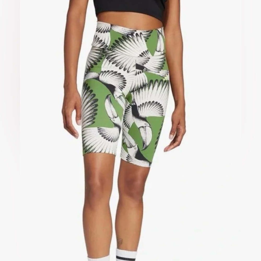 Adidas FARM Rio Green and White Patterned Bike Shorts - Picture 2 of 6
